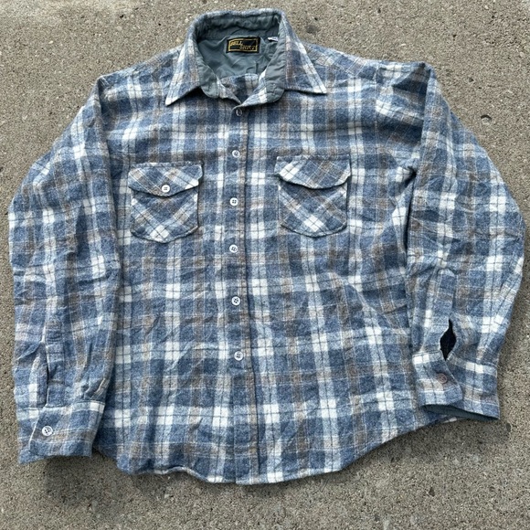 Vintage 80s wool bell shirt plaid flannel - Picture 2 of 5
